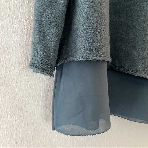 Soft Surroundings Sweater Teal Scoop Neck w/Chiffon Lining XL? *See Measurements - Picture 7 of 11